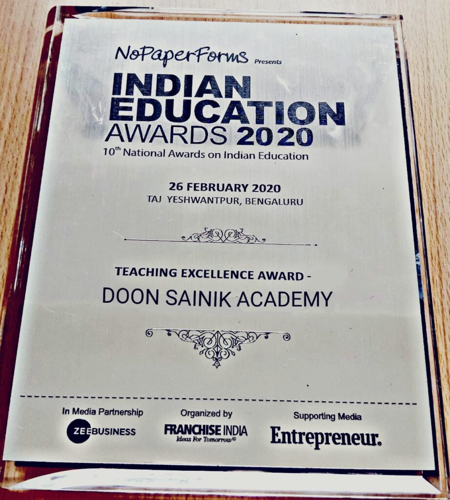 certificate of doon sainik academy